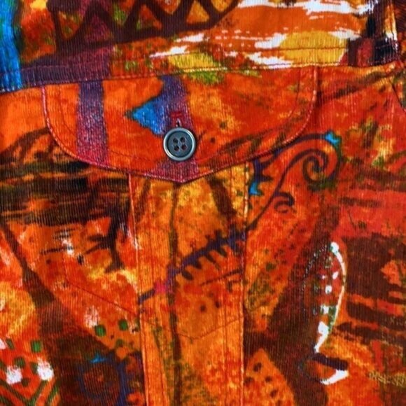 Chicos Size 2 Vibrant Tribal Print Jacket Cotton/Spandex Womens - Picture 3 of 4